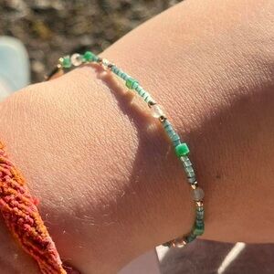 Handmade Elegant Green Beaded Bracelet